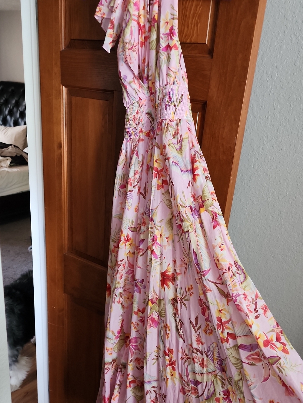 Fate Pink Floral Maxi with Gold Logo Detail
